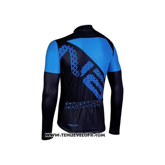 2020 Maillot Ciclismo Nalini Noir Bleu Manches Longues et Cuissard