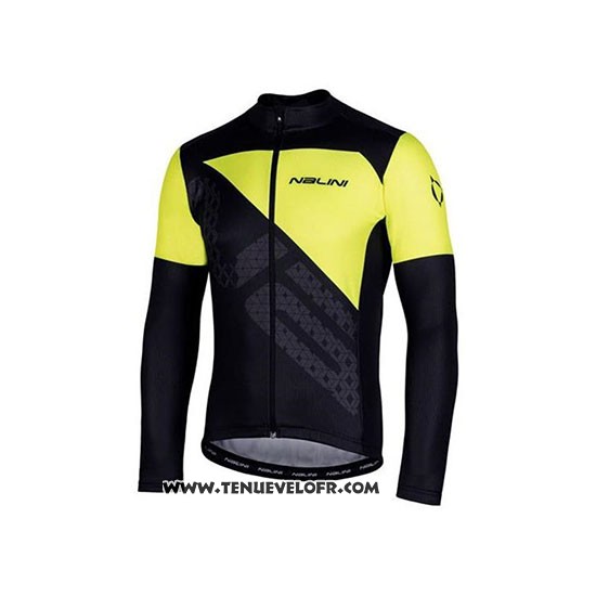 2020 Maillot Ciclismo Nalini Noir Jaune Manches Longues et Cuissard