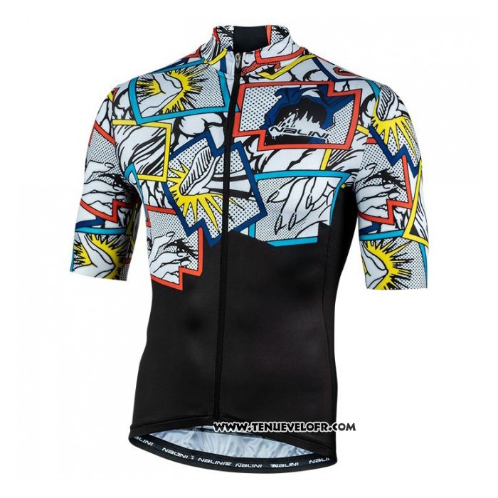 2020 Maillot Cyclisme Nalini Noir Multicolore Manches Courtes et Cuissard