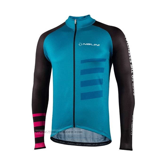2021 Maillot Cyclisme Nalini Bleu Manches Longues et Cuissard