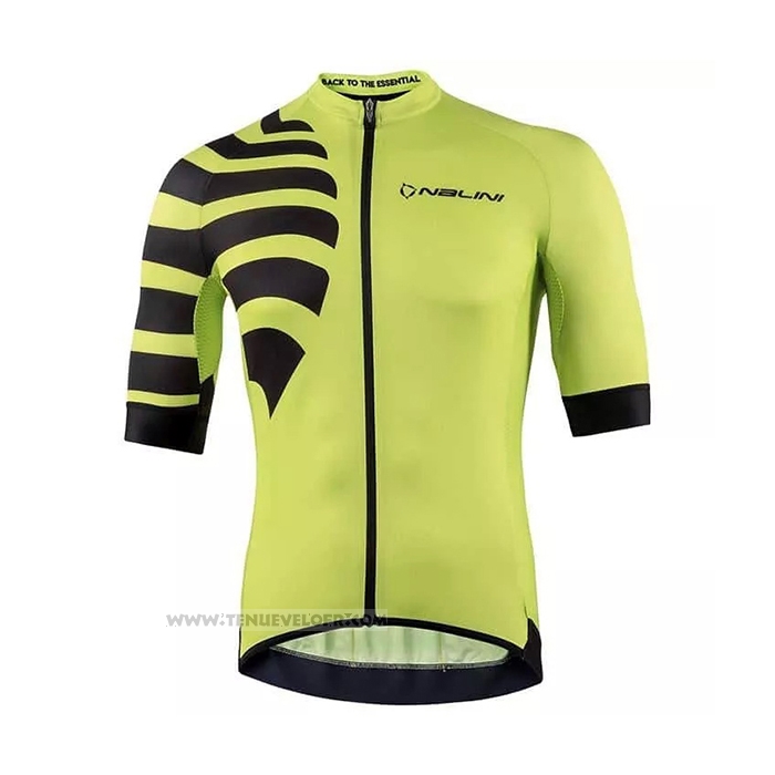 2021 Maillot Cyclisme Nalini Jaune Noir Manches Courtes et Cuissard