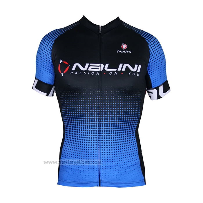 2021 Maillot Cyclisme Nalini Noir Bleu Manches Courtes et Cuissard