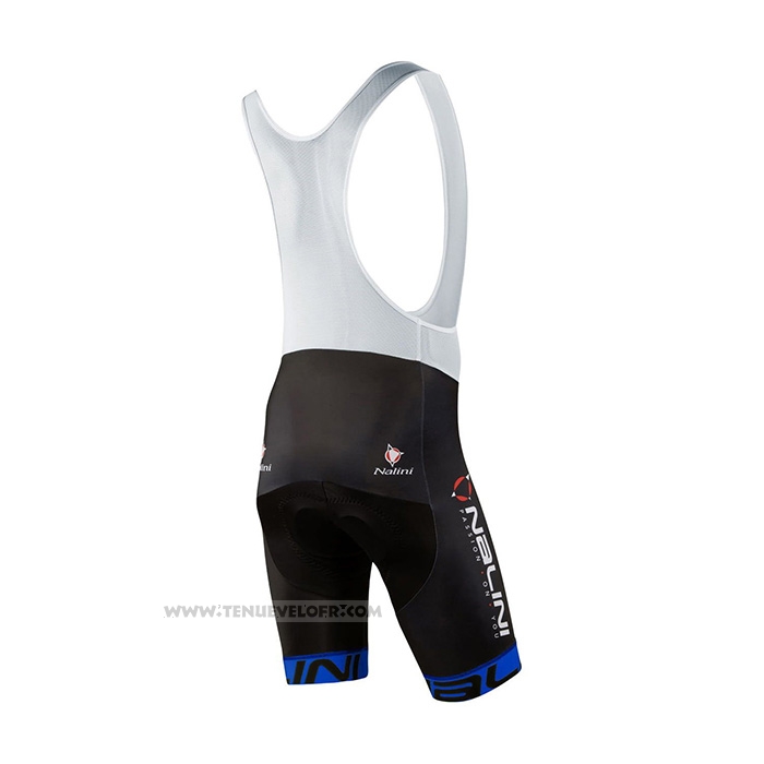 2021 Maillot Cyclisme Nalini Noir Bleu Manches Courtes et Cuissard
