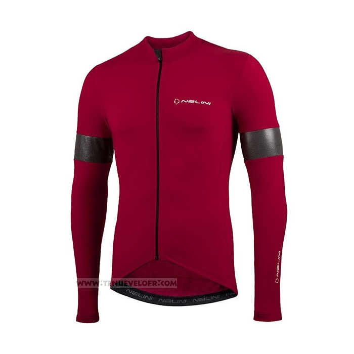 2021 Maillot Cyclisme Nalini Profond Rouge Manches Longues et Cuissard