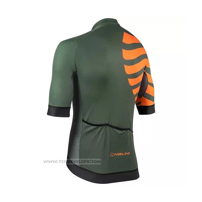 2021 Maillot Cyclisme Nalini Vert Orange Manches Courtes et Cuissard