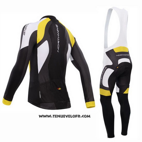 2015 Maillot Ciclismo Northwave Noir et Jaune Manches Longues et Cuissard