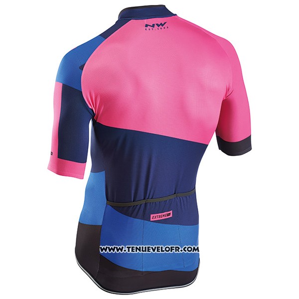 2017 Maillot Ciclismo Northwave Extreme Rouge et Bleu Manches Courtes et Cuissard