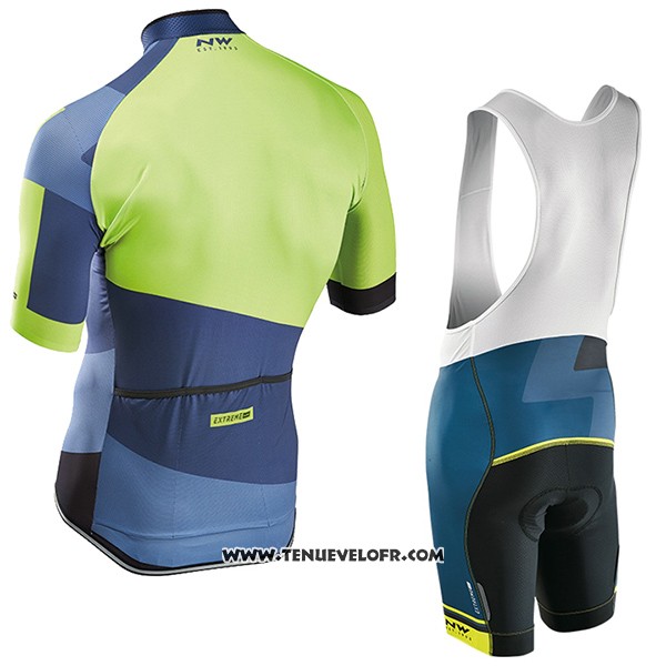 2017 Maillot Ciclismo Northwave Extreme Vert et Bleu Manches Courtes et Cuissard