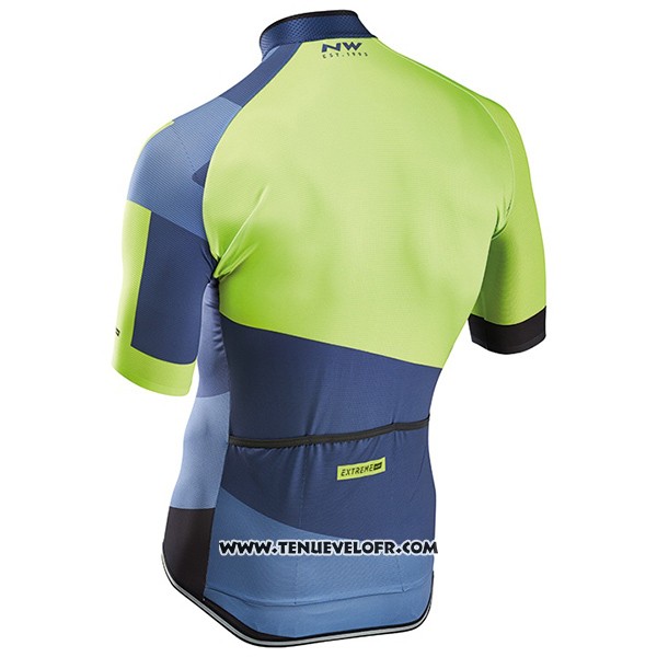 2017 Maillot Ciclismo Northwave Extreme Vert et Bleu Manches Courtes et Cuissard