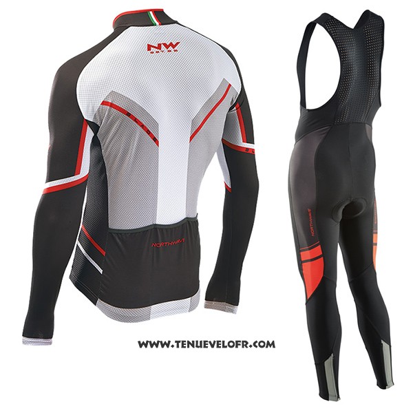 2017 Maillot Ciclismo Northwave Ml Noir et Blanc Manches Longues et Cuissard