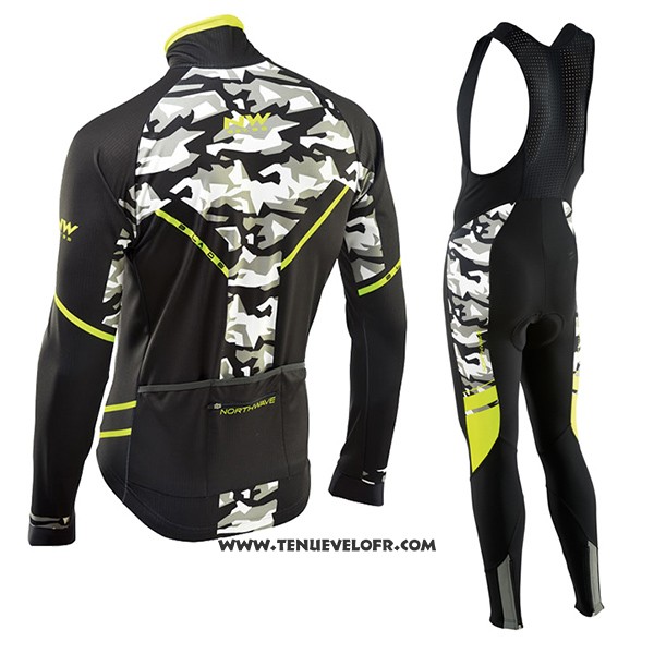 2017 Maillot Ciclismo Northwave Ml Noir et Camouflage Manches Longues et Cuissard