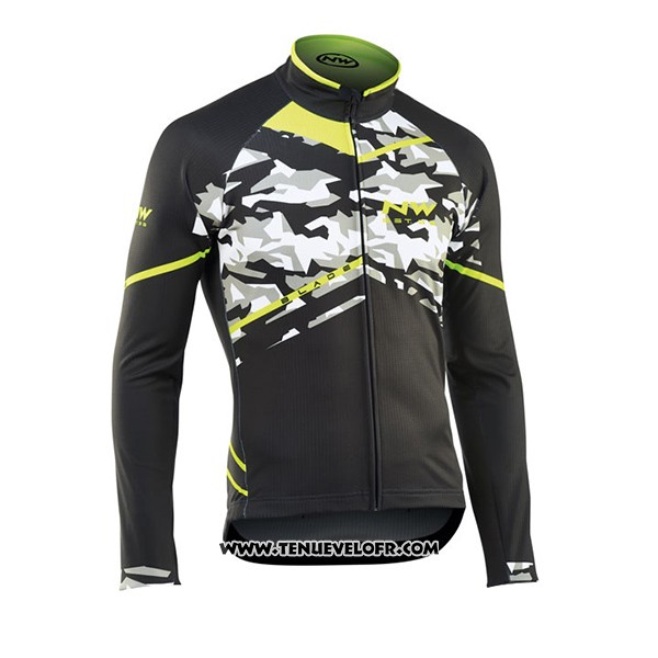 2017 Maillot Ciclismo Northwave Ml Noir et Camouflage Manches Longues et Cuissard