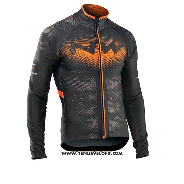 2017 Maillot Ciclismo Northwave Ml Noir et Orange Manches Longues et Cuissard