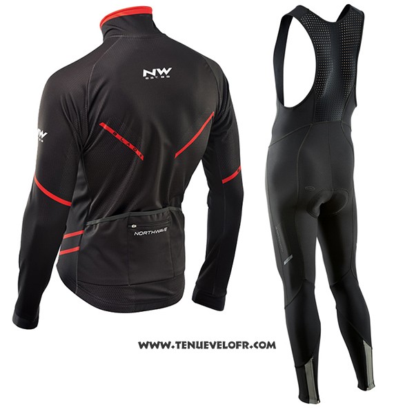 2017 Maillot Ciclismo Northwave Ml Noir et Rouge Manches Longues et Cuissard