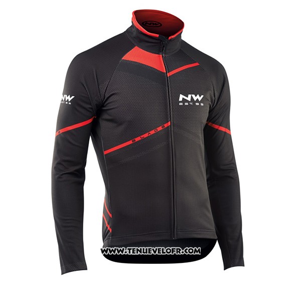 2017 Maillot Ciclismo Northwave Ml Noir et Rouge Manches Longues et Cuissard