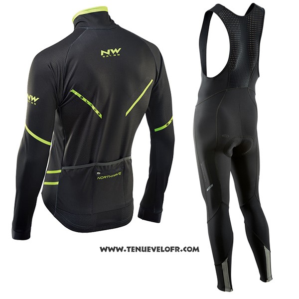 2017 Maillot Ciclismo Northwave Ml Noir et Vert Manches Longues et Cuissard