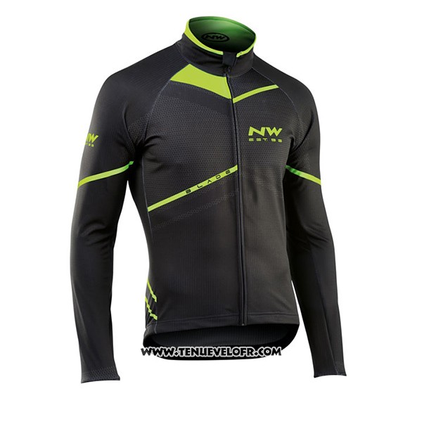 2017 Maillot Ciclismo Northwave Ml Noir et Vert Manches Longues et Cuissard