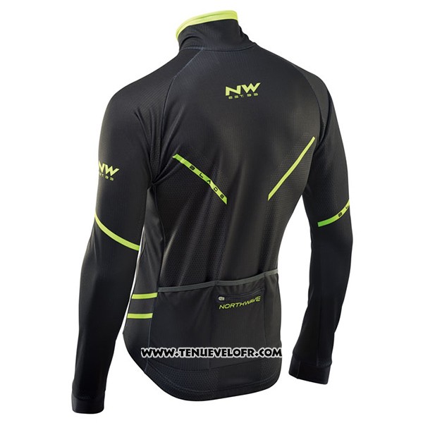 2017 Maillot Ciclismo Northwave Ml Noir et Vert Manches Longues et Cuissard