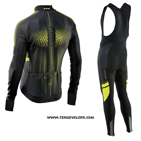2017 Maillot Ciclismo Northwave Ml Vert et Noir Manches Longues et Cuissard