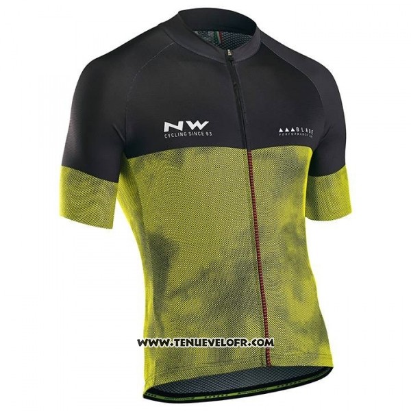 2018 Maillot Ciclismo Northwave Noir Jaune Manches Courtes et Cuissard