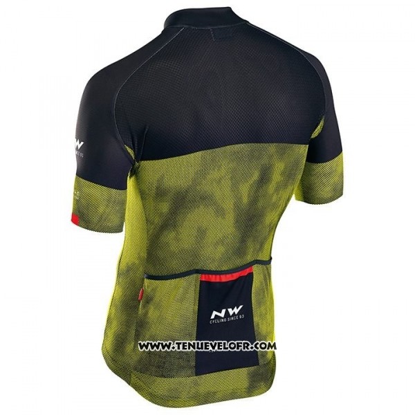 2018 Maillot Ciclismo Northwave Noir Jaune Manches Courtes et Cuissard