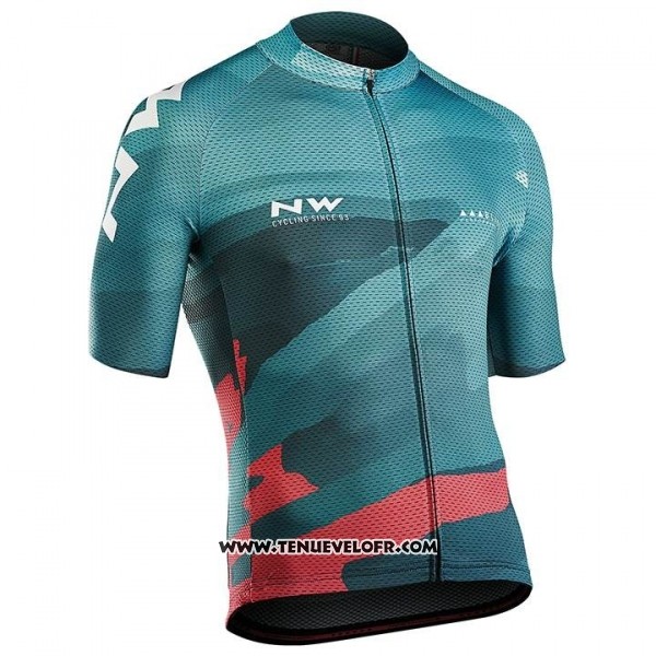2018 Maillot Ciclismo Northwave Vert Rose Manches Courtes et Cuissard