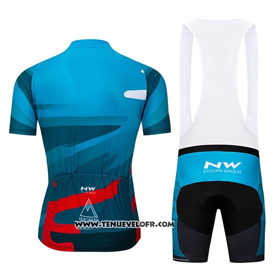 2019 Maillot Ciclismo Northwave Bleu Rouge Manches Courtes et Cuissard