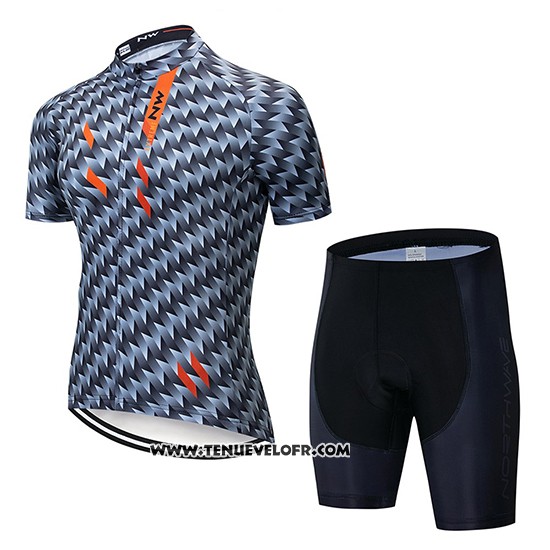 2019 Maillot Ciclismo Northwave Gris Orange Manches Courtes et Cuissard