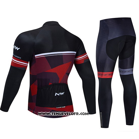 2019 Maillot Ciclismo Northwave Noir Rouge Blanc Manches Longues et Cuissard