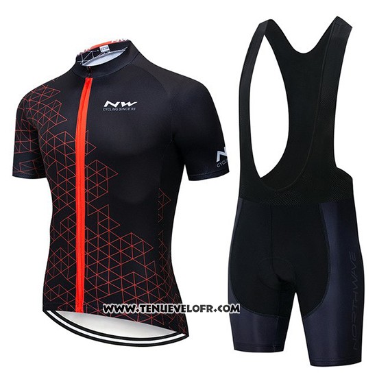 2019 Maillot Ciclismo Northwave Noir Rouge Manches Courtes et Cuissard