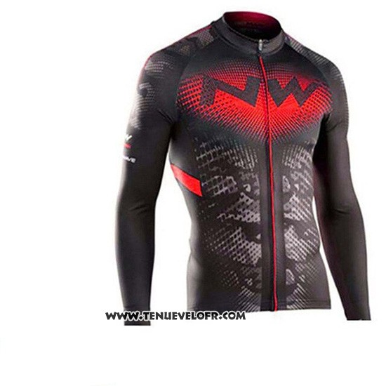 2019 Maillot Ciclismo Northwave Noir Rouge Manches Longues et Cuissard