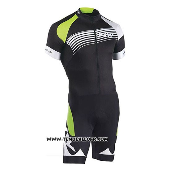 2019 Maillot Ciclismo Northwave Noir Vert Argent Manches Courtes et Cuissard