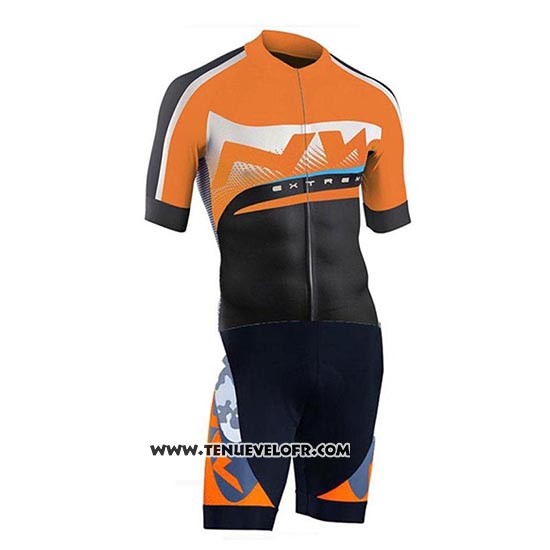 2019 Maillot Ciclismo Northwave Orange Argent Noir Manches Courtes et Cuissard