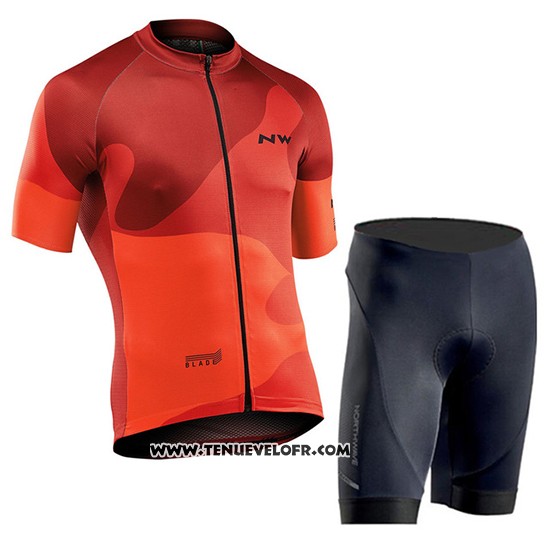 2019 Maillot Ciclismo Northwave Orange Manches Courtes et Cuissard