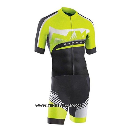 2019 Maillot Ciclismo Northwave Vert Argent Noir Manches Courtes et Cuissard