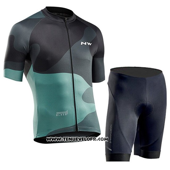 2019 Maillot Ciclismo Northwave Vert Manches Courtes et Cuissard