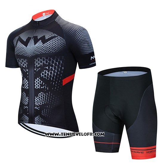 2020 Maillot Ciclismo Northwave Noir Jaune Rouge Manches Courtes et Cuissard