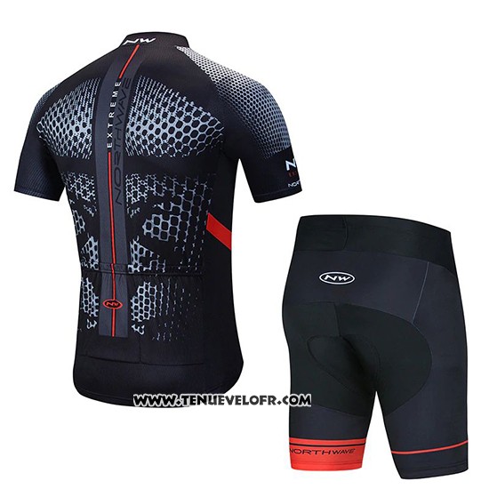 2020 Maillot Ciclismo Northwave Noir Jaune Rouge Manches Courtes et Cuissard