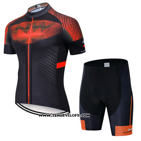 2020 Maillot Ciclismo Northwave Noir Orange Manches Courtes et Cuissard