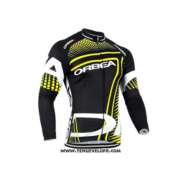 2017 Maillot Ciclismo Orbea Jaune et Noir Manches Longues et Cuissard