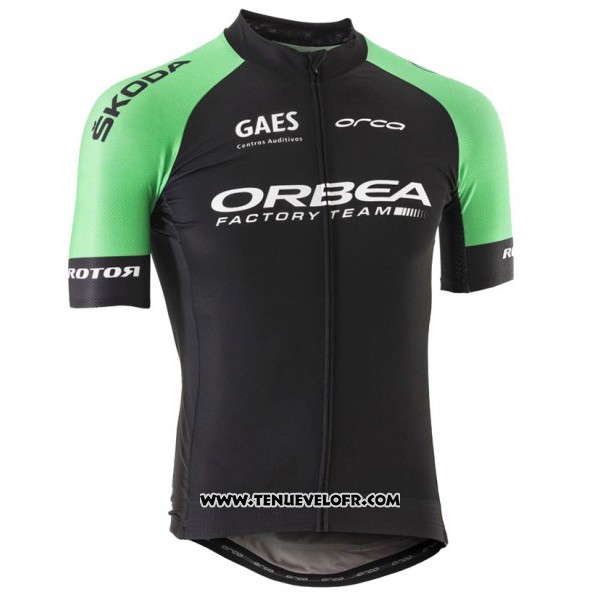 2017 Maillot Ciclismo Orbea Noir et Vert Manches Courtes et Cuissard
