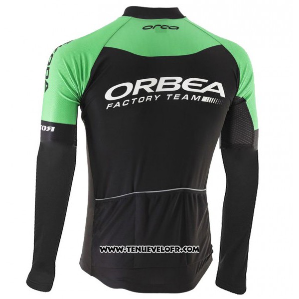 2017 Maillot Ciclismo Orbea Noir et Vert Manches Longues et Cuissard