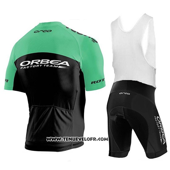 2018 Maillot Ciclismo Orbea Factory Noir Vert Manches Courtes et Cuissard