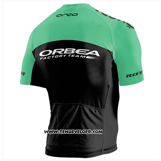 2018 Maillot Ciclismo Orbea Factory Noir Vert Manches Courtes et Cuissard