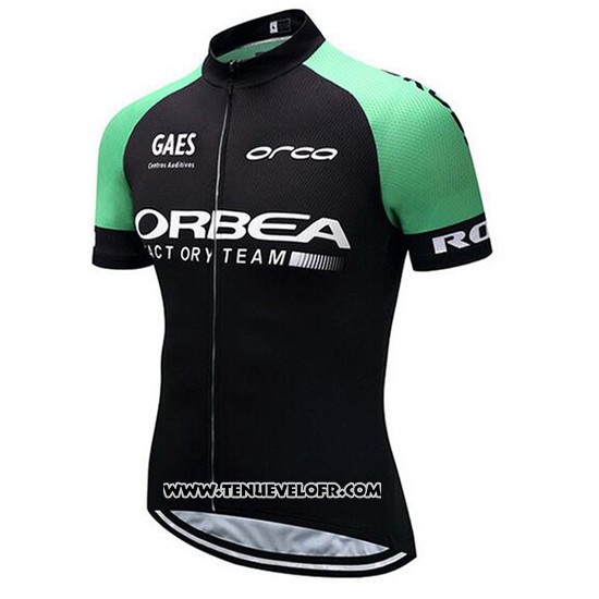 2018 Maillot Ciclismo Orbea Noir et Vert Manches Courtes et Cuissard