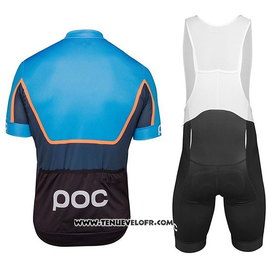 2018 Maillot Ciclismo POC Essential Road Block Bleu Manches Courtes et Cuissard