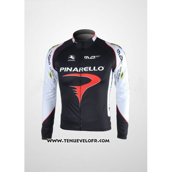 2010 Maillot Ciclismo Pinarello Noir et Blanc Manches Longues et Cuissard