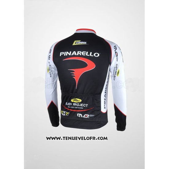 2010 Maillot Ciclismo Pinarello Noir et Blanc Manches Longues et Cuissard