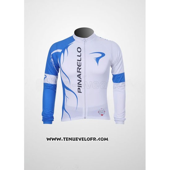 2011 Maillot Ciclismo Pinarello Azur et Blanc Manches Longues et Cuissard