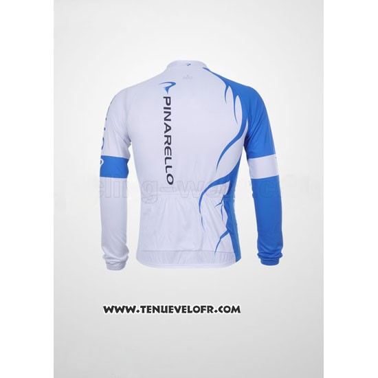 2011 Maillot Ciclismo Pinarello Azur et Blanc Manches Longues et Cuissard